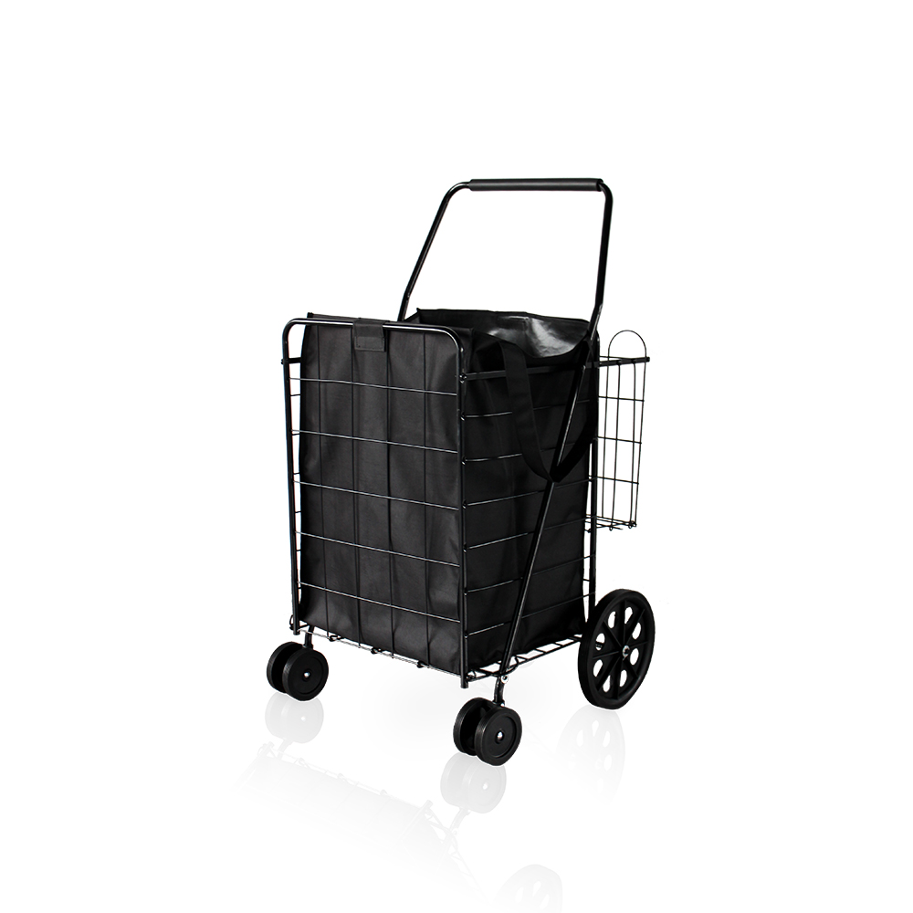 Chariot de courses en acier pliable et Durable, grande capacité, 4 roues, avec sac, doublure étanche amovible