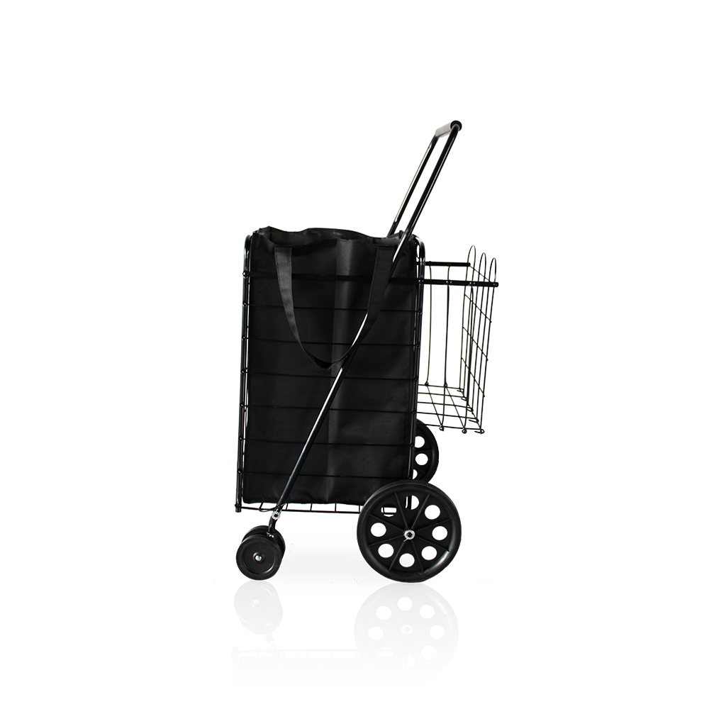 Chariot de courses en acier pliable et Durable, grande capacité, 4 roues, avec sac, doublure étanche amovible